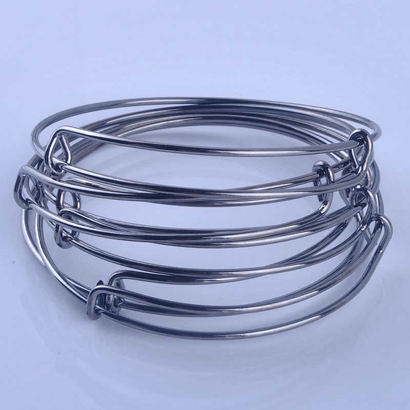 100pcs Metals Gold color Silver color DIY Bangle for Beads or Charms Adjustable Expandable Wire Bracelets Bangles