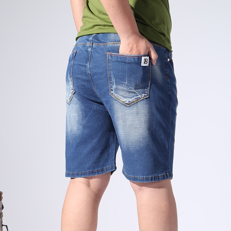 Mænds korte jeans denim plus størrelse 6xl 7xl 8xl 9 xlmens afslappede denim shorts elastisk stor størrelse 42 44 46 48 50 52