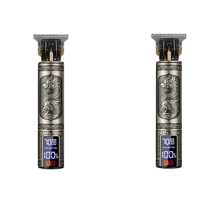 Coiffeur électrique avec affichage numérique LCD, chargement USB, batterie intégrée de grande capacité, longue durée de vie, sculpture, rasoir Bergame, populaire: WHITE