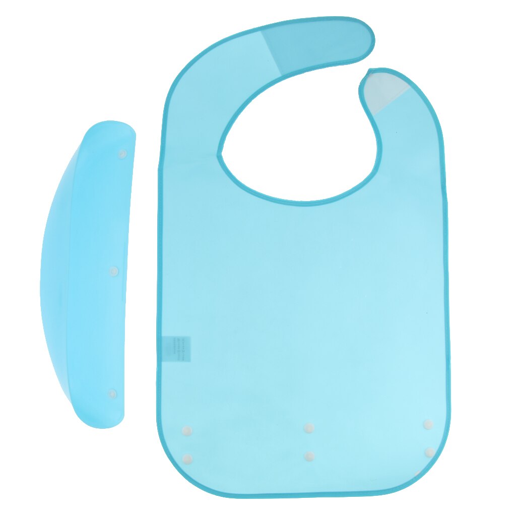 Meals Clothing Protector Bibs Disability Aid Apron With PE Pocket Blue Perfect for Eating & Drinking, Anti-Spilling