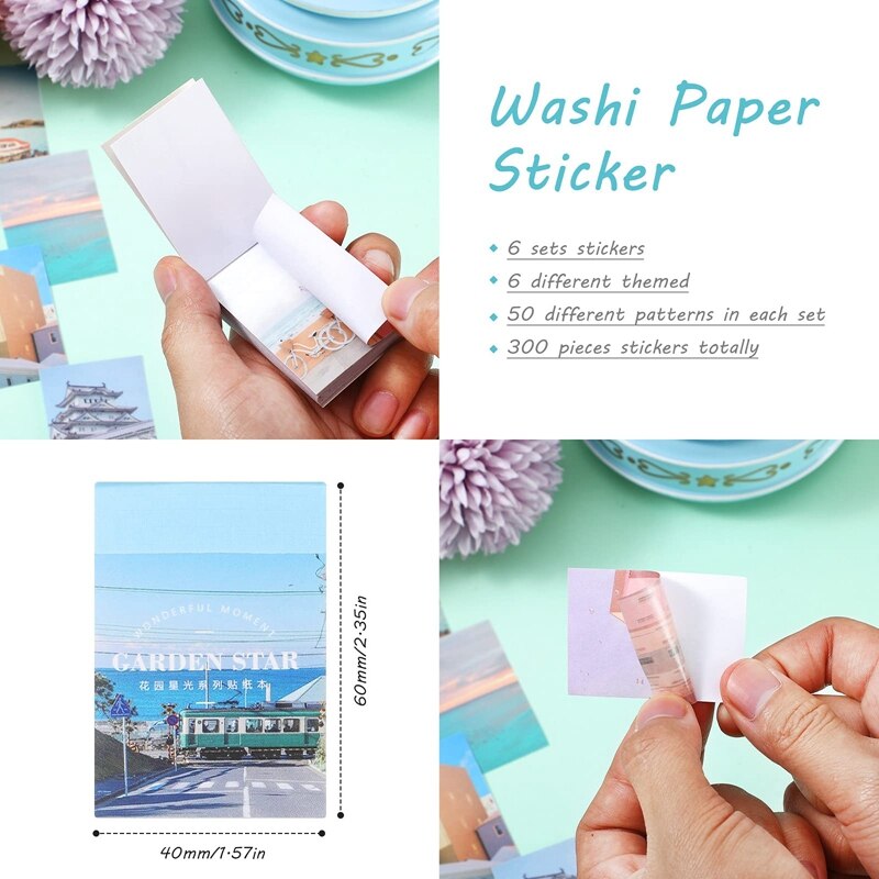 300Pcs Washi Sticker Set Voor Journaling Plant Sticker Natuurlijke Landschap Sticker Zelfklevende Decoratieve Esthetische Sticker