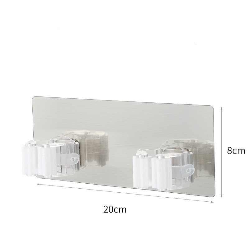 Lijm Multifunctionele Haken Wall Mounted Mop Organizer Houder Rackbrush Bezem Hanger Haak Keuken Badkamer Sterke Haken: Double white-8X20cm