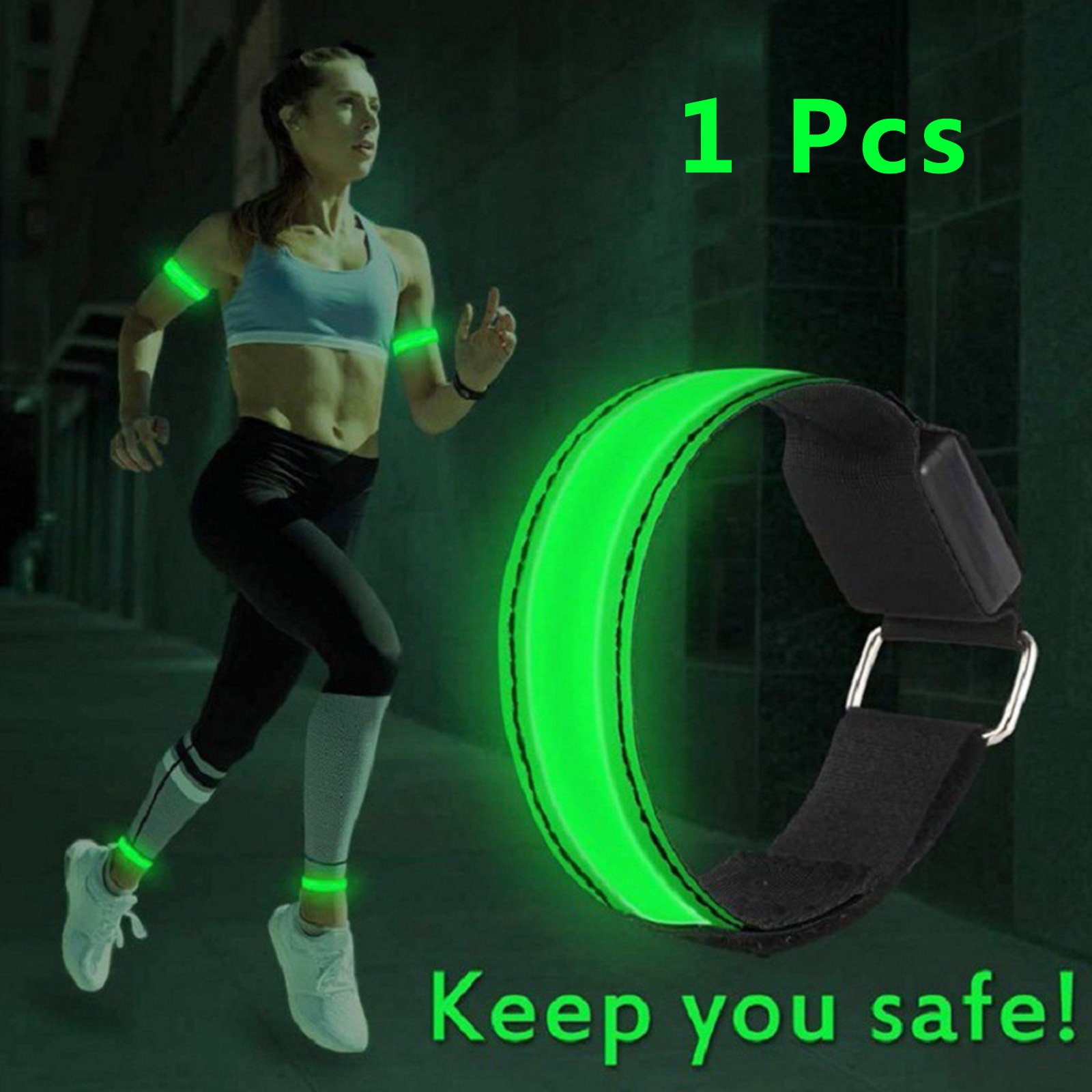 Ricarica USB LED luminoso Night Running bracciale bracciale notte cintura di sicurezza riflettente sport all'aria aperta fascia da braccio luminosa