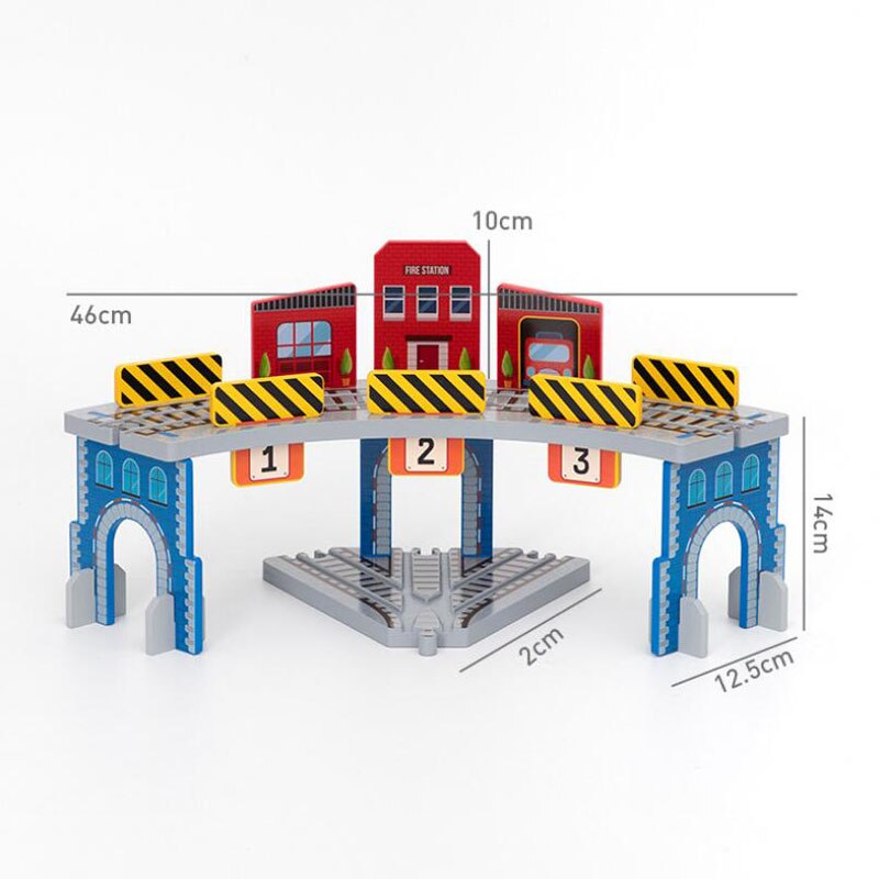 Houten Trein Station Auto Garage Speelgoed Beuken Houten Track Railway Bridge Fit Biro Alle Merken Houten Spoor Speelgoed Voor Kinderen