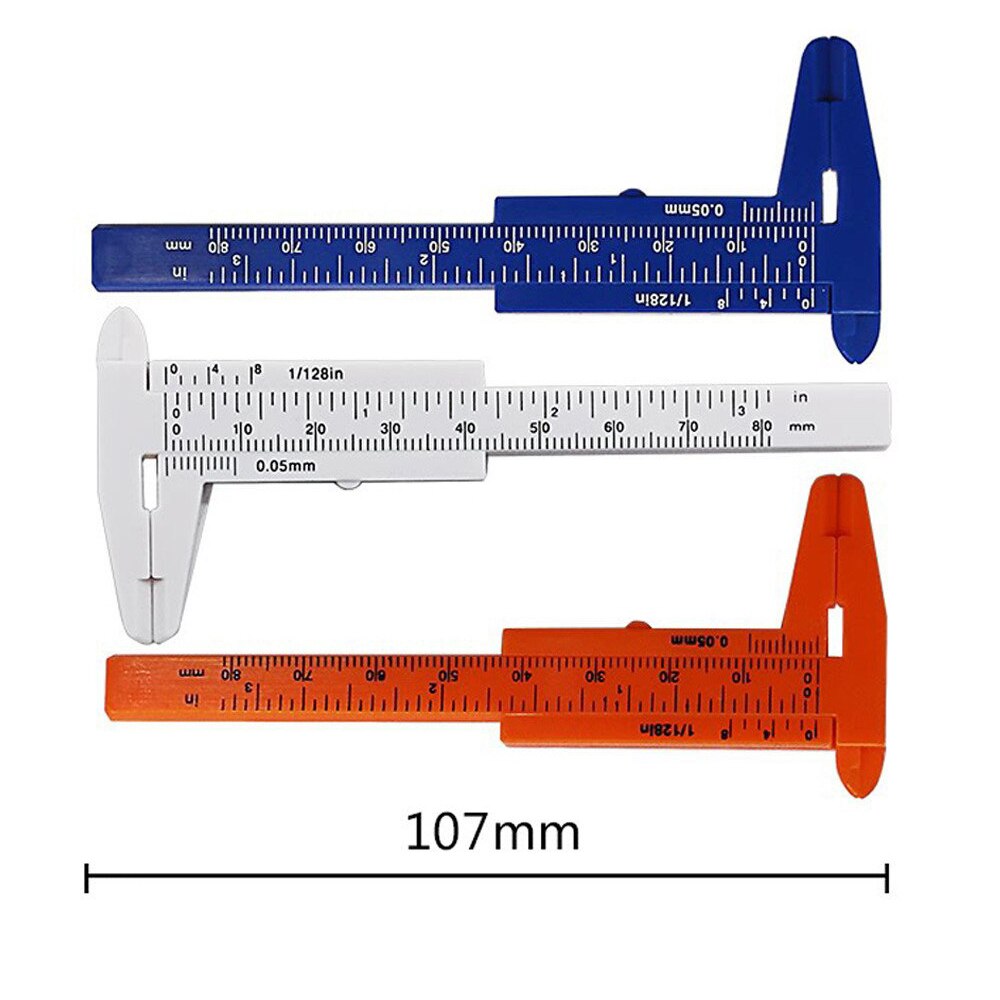 1Pcs 0-80mm Double Rule Scale Plastic Measuring Student Mini Tool Ruler Vernier Caliper