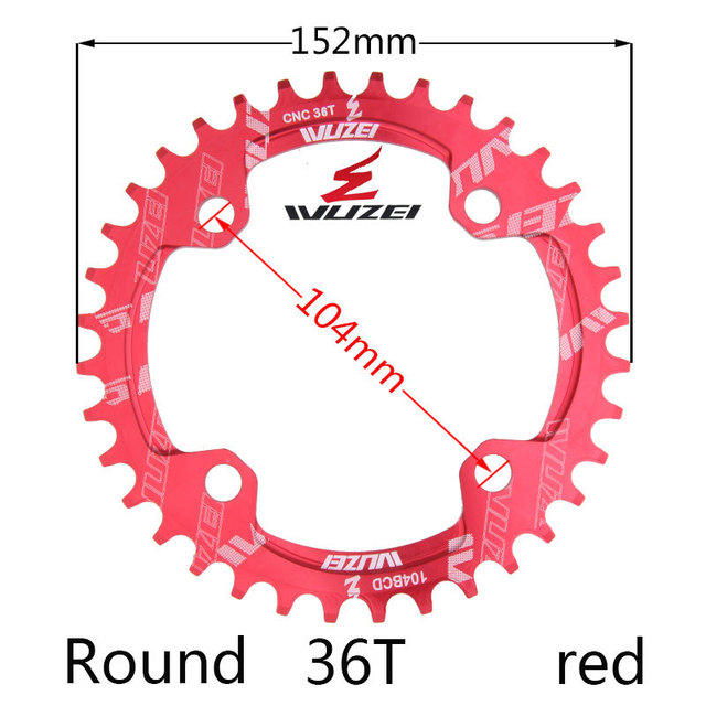Wuzei 104 bcd crown mtb monoplates kettingblad mountainbike kettingblad 36 34 32 38 40 42 30 tanden fiets smal breed tandwiel: Lichtgroen