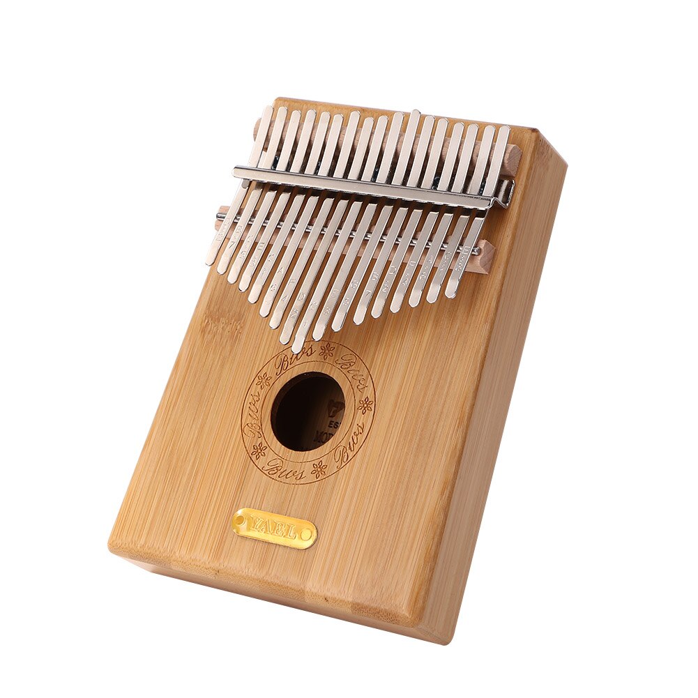 Bamboo Thumb Piano African Sanza Mbira 17 Keys Kalimba w/ Tuning Hammer Stickers for Beginner Music Learning Supplies