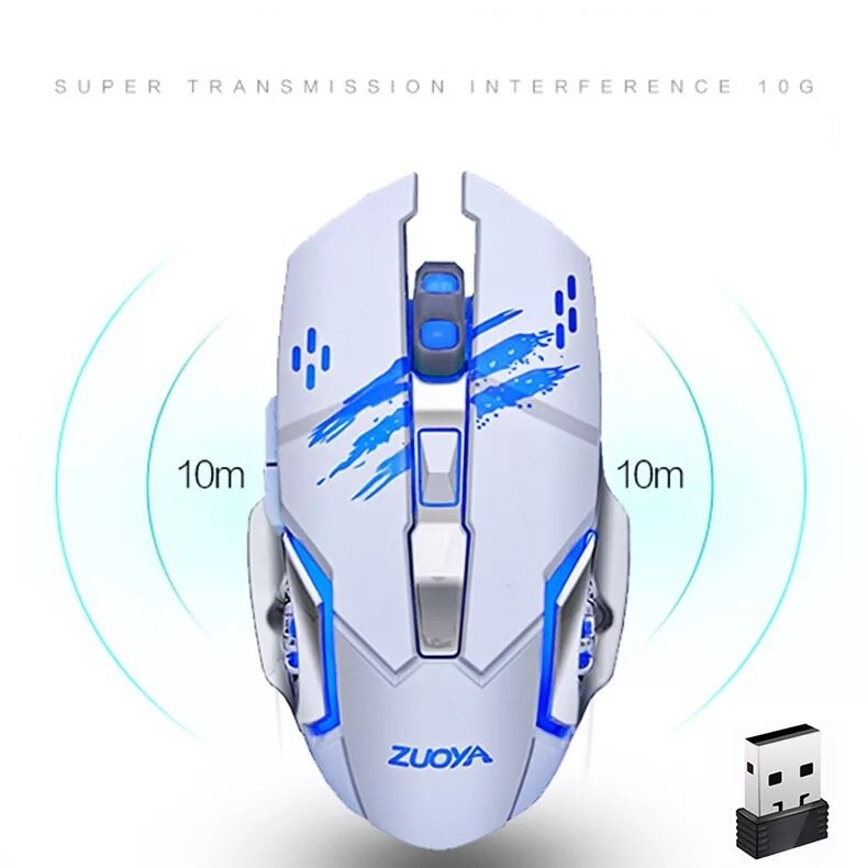AZZOR Charged Silent Wireless Mouse Mute Button Noiseless Optical Gaming Mice 2400dpi Built-in Battery For PC Laptop Computer