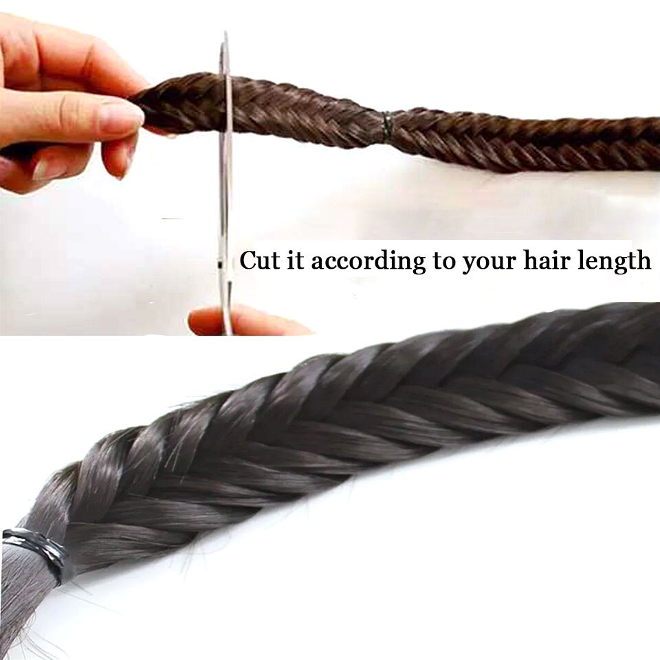 Synthetic hair extension Ponytail fishbone braided plaited fishtail Drawstring for white female Hairpiece wig MUMUPI