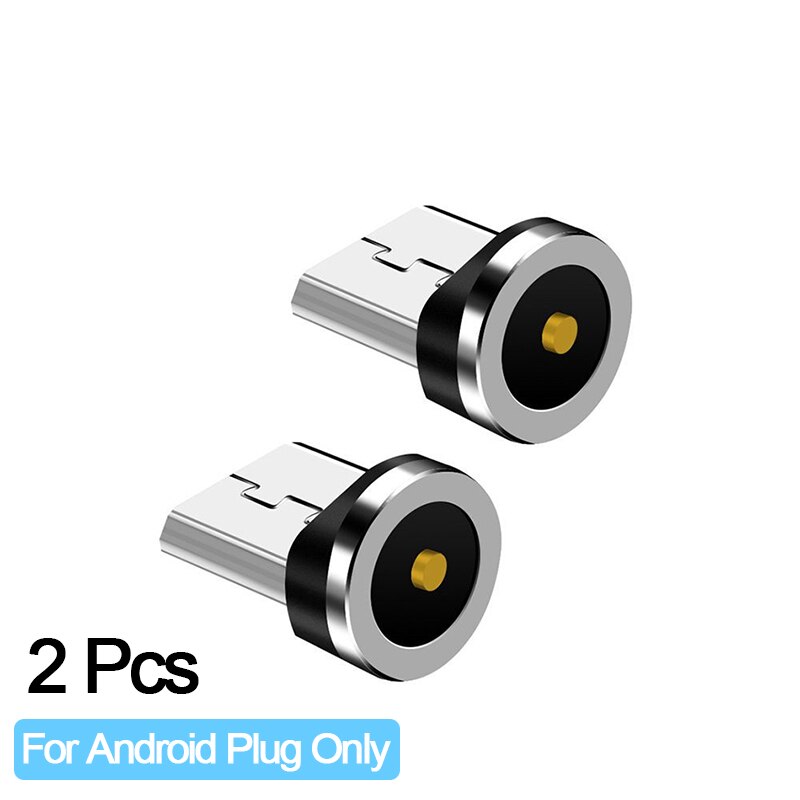 Ronde Magnetische Kabel Plug Micro Usb/Type C / 8 Pin Adapter (Alleen Magnetische Plug) magneet Cabo Connector Stof Stekkers: 2Pcs Plug For Micro