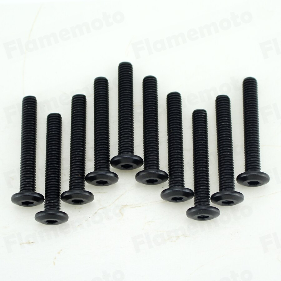 10 stk motorcykel stål bolte skrue sort fladt hoved  m6 x 40mm