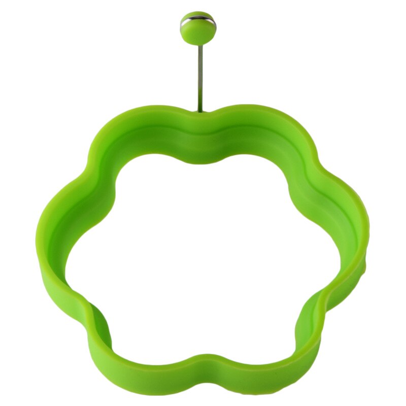Silicone Fried egg mold round Heart-Shaped Star Bear Flower Omelette Maker Molded Silicone Omelette Pancake Baking Shape: 1FLOWER-GREEN