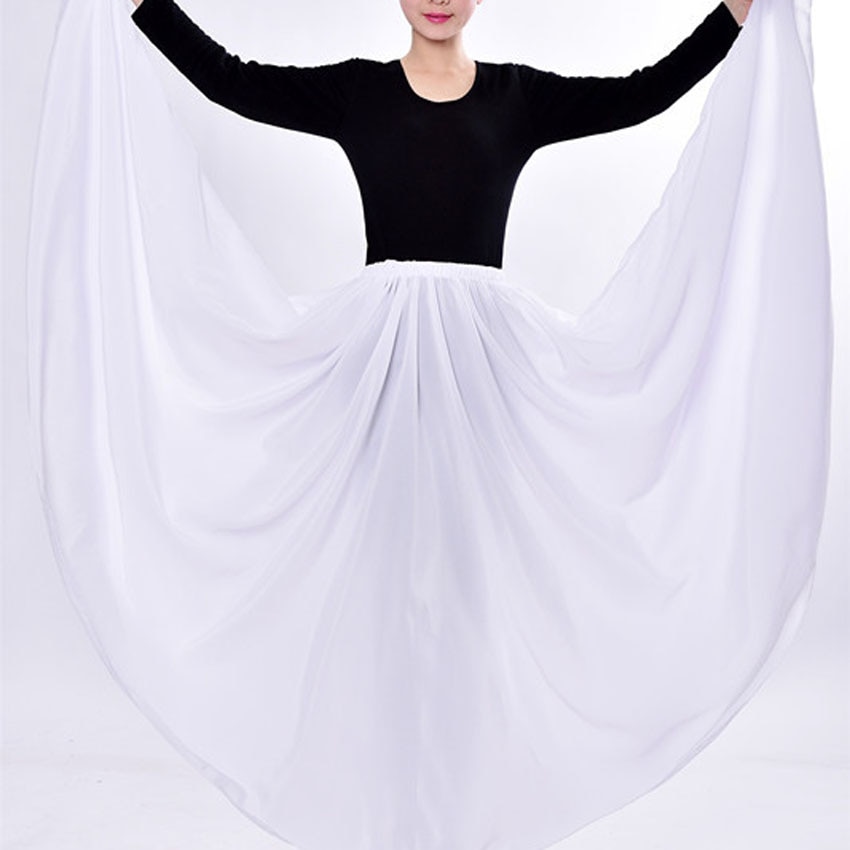 Jupe longue en Satin et Polyester de pour femmes, tenue de scène espagnole, Performance de danse, costume Flamenco, jupe de 360 à 720 degrés