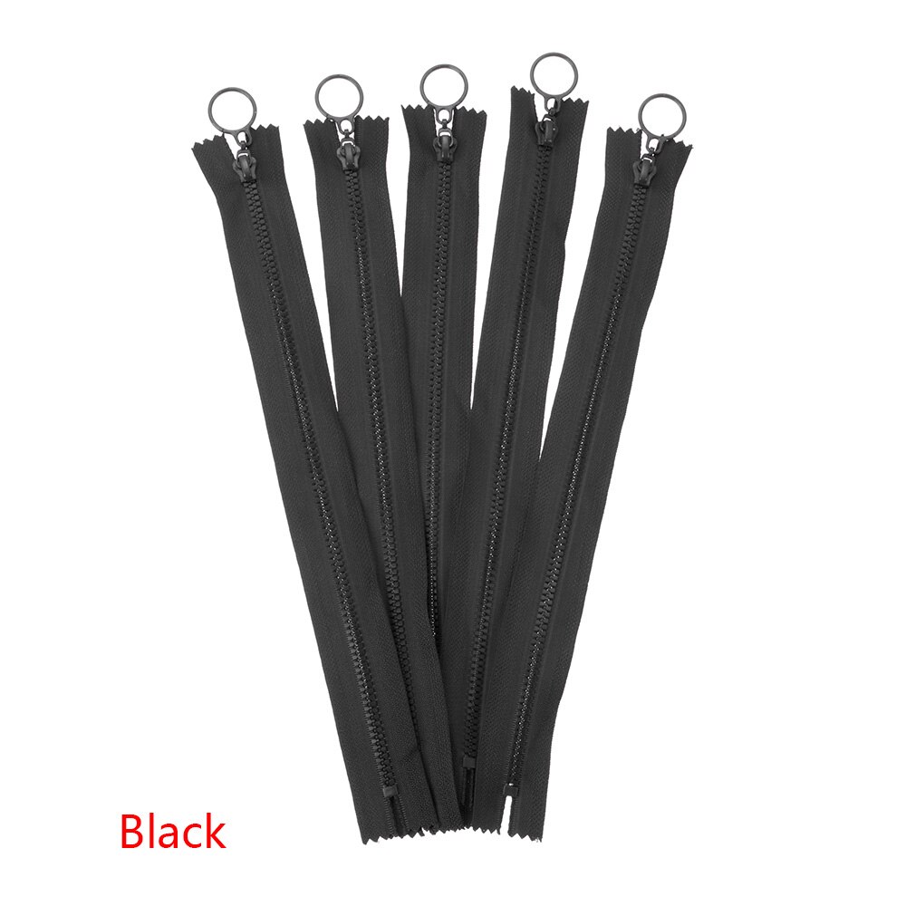 Uds 25cm cremalleras invisibles DIY de Nylon de bobina cremallera para costura Ropa Accesorios anillo de tiro de cremallera Slider la cabeza para DIY de prendas de vestir: black