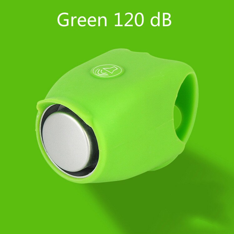 Sonnette électrique pour vélo, étanche, vtt, route, guidon, Gel de silice, klaxon Super fort, alarme de sécurité pour bicyclette: green