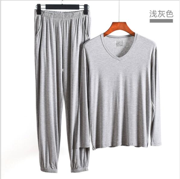 Fdfklak vår höst herr pyjamas herr nattkläder nattkläder plus size l-xxl modal pijamas 2 stycken sovset