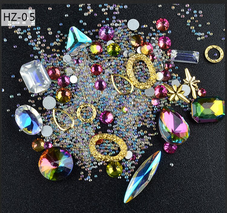 1 æske blandet farverige rhinsten akryl perle negle 3d smykker krystal sten til negle kunst dekorationer manicure diamanter: Hz05