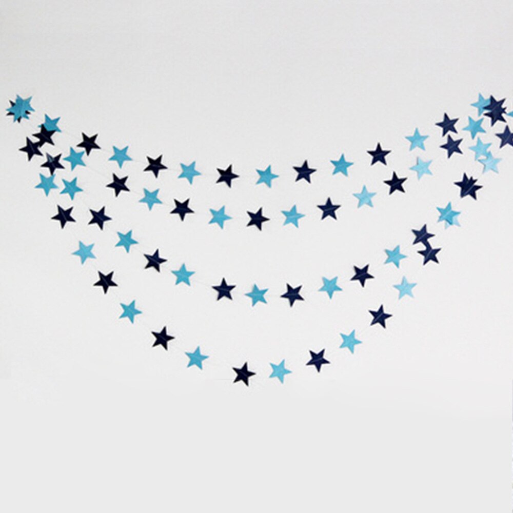Five pointed star pull flag three-dimensional paper pull flower festival wedding birthday party decoration star bunting: Blue