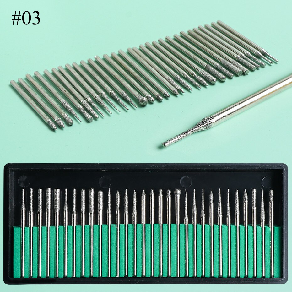 Diamond Ceramic Nail Drill Bits Rotate Burr Milling Cutter Manicure Pedicure Polishing Tools Electric Machine Accessory JI1560