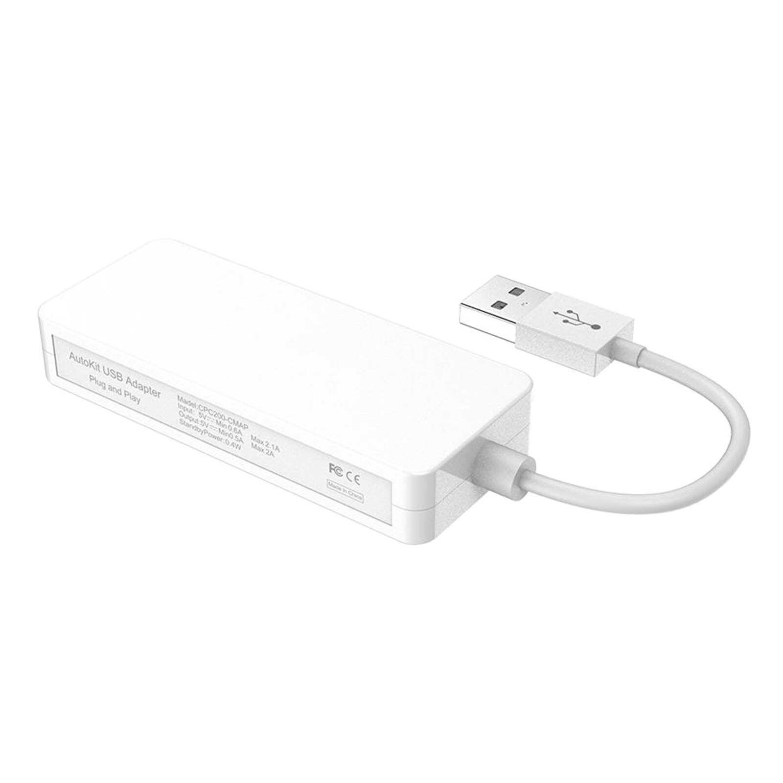 Dongle USB con cable, Android Auto, Mirroring, receptor de enlace de teléfono inteligente compatible con sistema Android y iOS, blanco