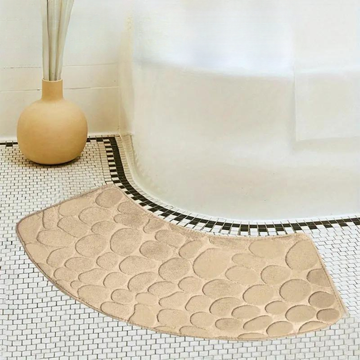 Curved bathroom mat thickened shower room absorbent door mat toilet bathroom non-slip mat dirt-resistant entrance mat
