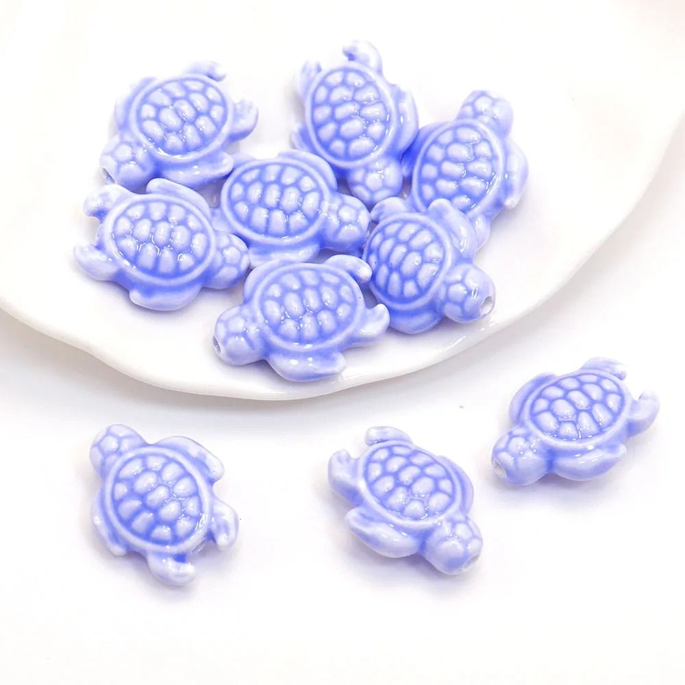 Cuentas de tortuga marina hechas a mano, 10 piezas, espaciador de cerámica de , cuentas sueltas, Kit DE FABRICACIÓN de pulseras 3D