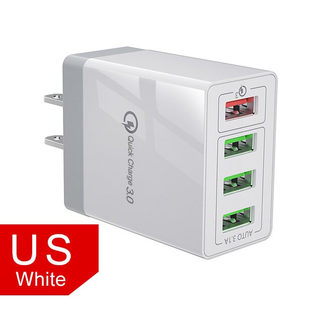 OLA USB Ladegerät Schnell Ladung 3,0 Schnelle Ladegerät QC3.0 QC Multi Stecker Adapter Zauberstab praktisch Ladegerät Für iPhone Samsung xiao mi mi: uns Weiß Ladegerät