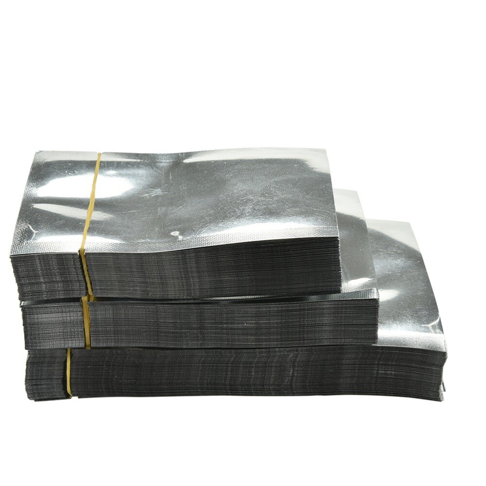 100 Stks/partij Mylar Zak Vacuüm Zakken Zilver Aluminiumfolie Zak Zakje Voor Voedsel Opslag Aluminium Vlakke Zakken 3 Maten