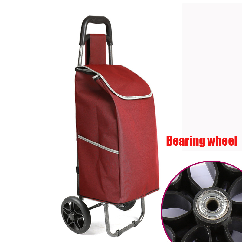 Shopping cart folding portable grocery cart luggage cart trolley trailer small hand cart home elderly: Bearing wheel 2