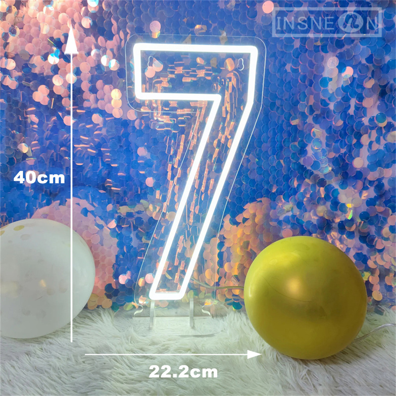 Letrero de neón con números, luces acrílicas de cumpleaños de 0 a 9 con interruptor para aniversario, boda, , negocios, salón de belleza, decoración de pared, 40cm: YELLOW / 3 W