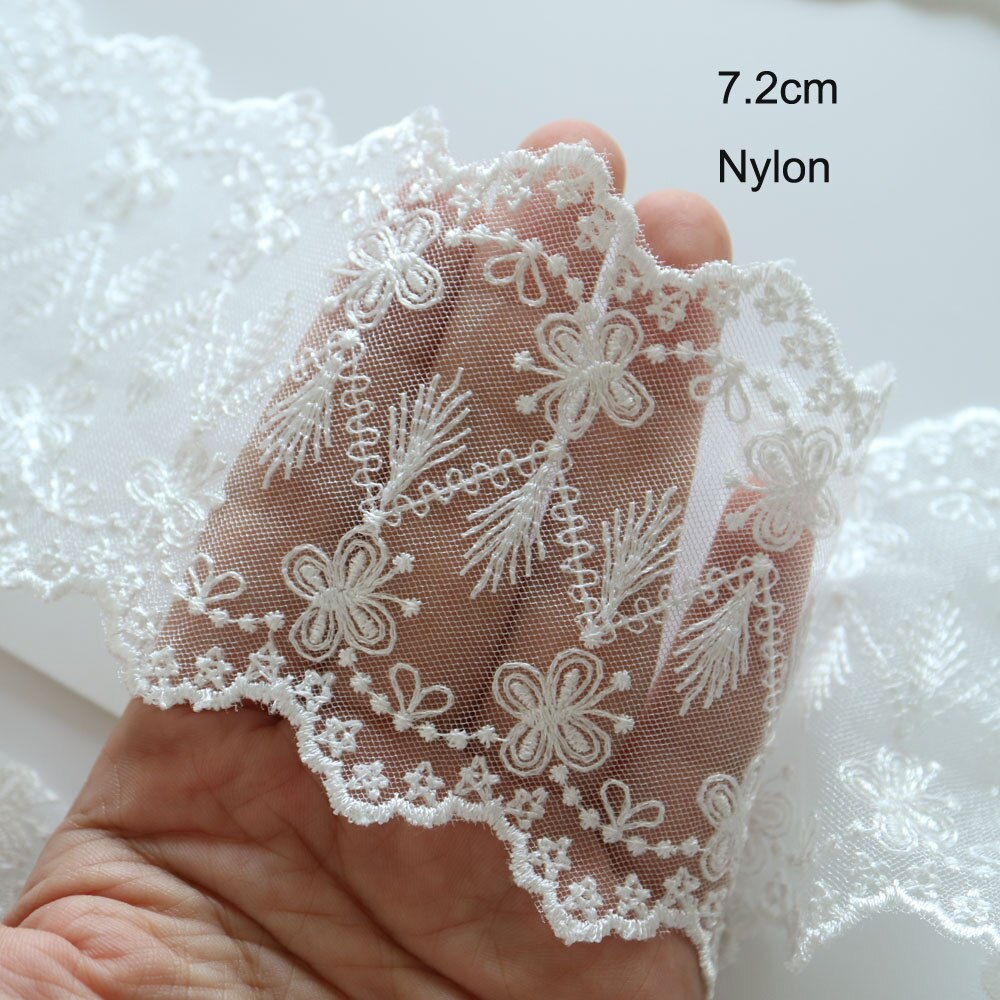 Adornos de encaje de algodón bordado de 5 yardas para ropa, adornos de encaje de flores suaves y cintas de costura para manualidades, accesorios DIY para vestidos: FSFH-6314-5yard