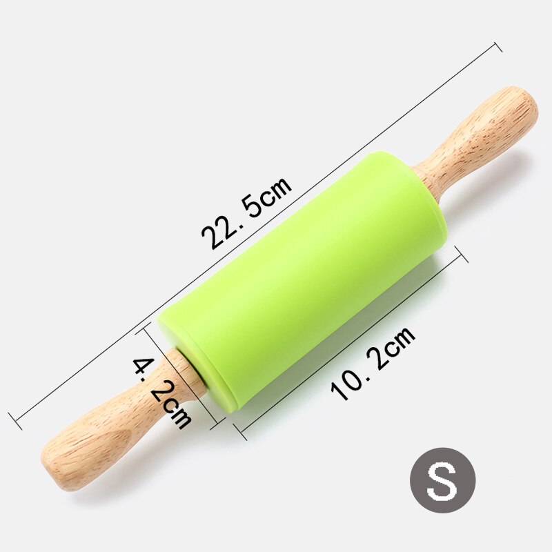 Rodillo de silicona con mango de madera antiadherente, rodillo para masa y harina, utensilios de cocina para hornear, Navidad, 1 ud.