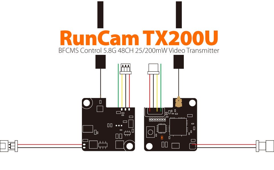 Runcam TX200U 5.8G 48CH 25 mW/200 mW Video FPV Zender VTX Ondersteuning Betaflight FC Voor RC Drone