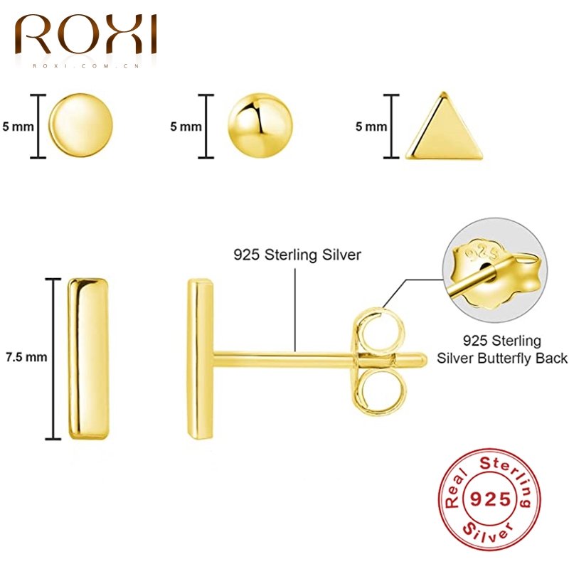 ROXI-pendientes de tuerca en forma de Mini estrella para mujer y niña, aretes Piercing minimalistas, joyería de plata 925, tendencia