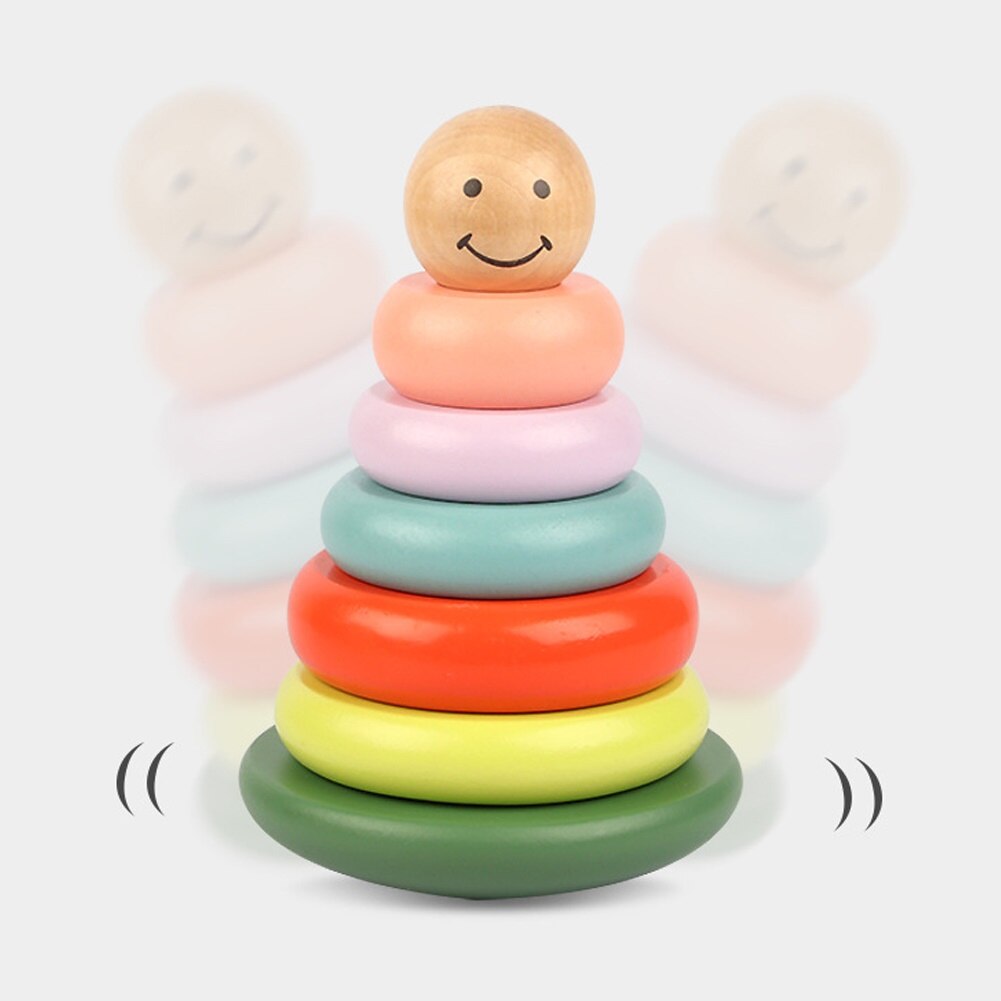 freundlicher Holz Stapeln Ringe Regenbogen Becher Puzzle Spiel Früh Pädagogisches Spielzeug