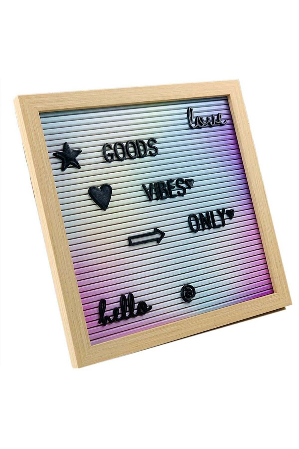 Vervangbare Schrijfbord Zwarte Kleur Message Board En 121 Gouden Brief-Karakter 26X26 Cm Decoratieve memo Board: color board & 121 letters