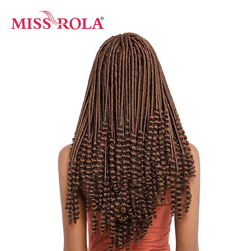Miss Rola Faux Locs Curly Crochet Braid Hair 30# Kanekalon Low Temperature Fiber 18inch Synthetic Braiding Hair Extensions 5pcs
