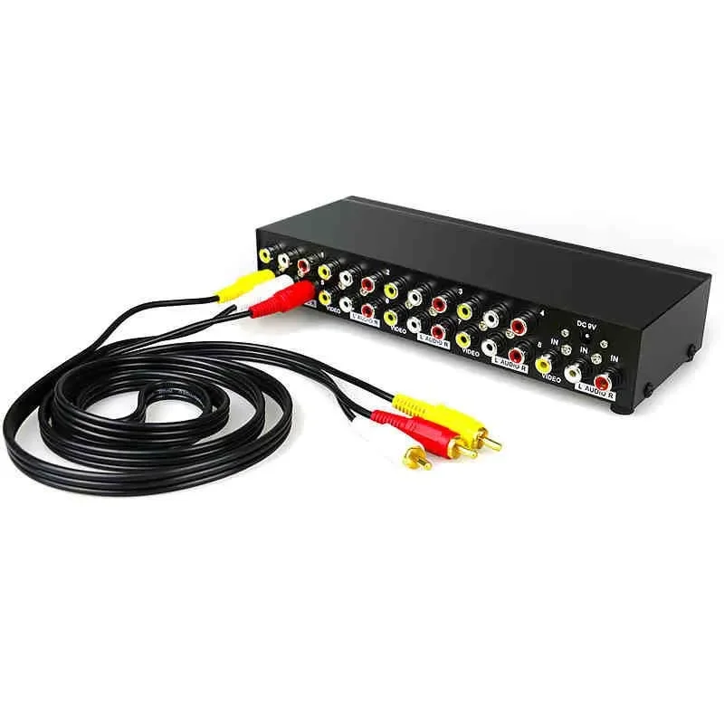 Répartiteur AV 8 Ports, boîtier de séparation Audio vidéo RCA 8 voies, répartiteur RCA 1 entrée 8 sorties 1x4 1x8 CVBS RCA, distributeur Audio vidéo