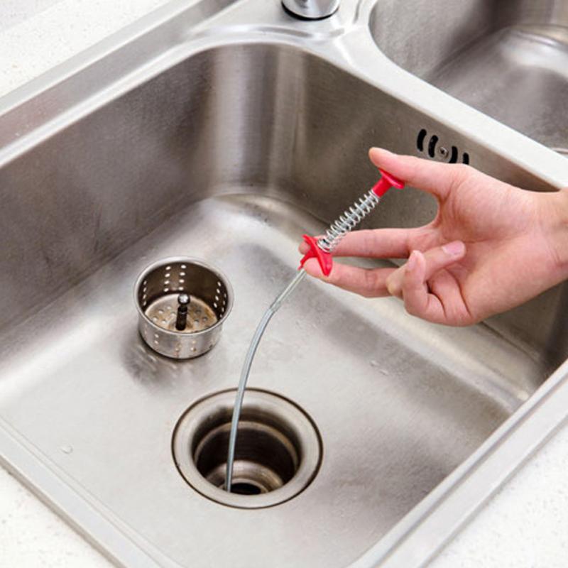 Practical Spring Drain Bendable Pipe Cleaner Bathroom Toilet Pipes Cleaning Tool Hair Removal Toilet Kitchen Cleaning Tools
