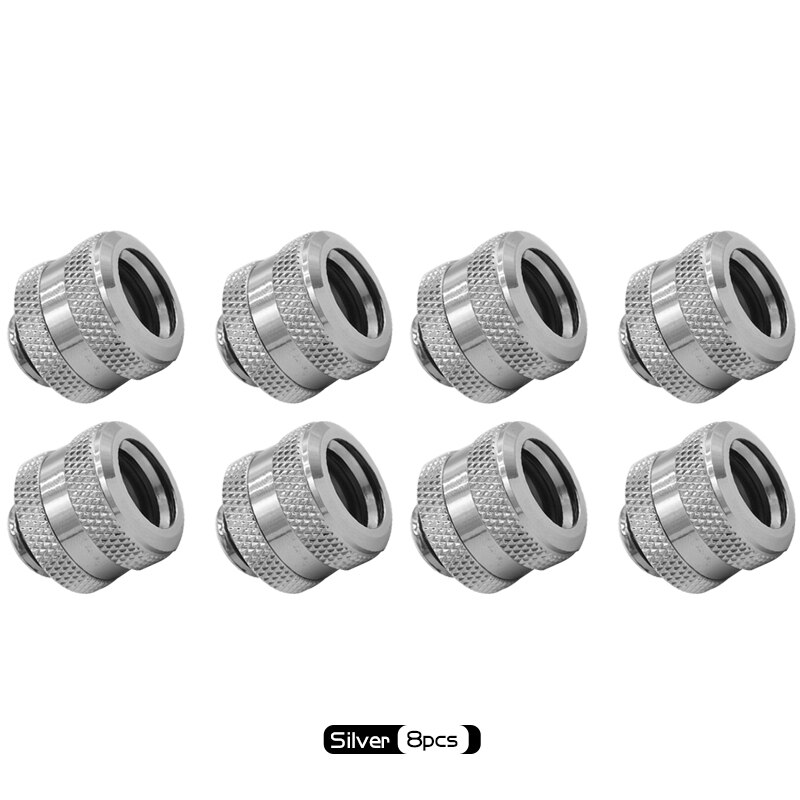 G1/4'' Hard Tube Compression Fittings For OD14mm Acrylic PETG Frosted Pipe PC Water Cooling DIY Computer Case Connector Adapter: 8PCS SIlver