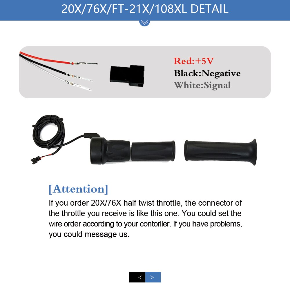 Electric Bicycle Thumb Throttle Lef/Right Side 24V-72V e-Bike Whole Throttle Half Twist Throttle Handle For Ebike Conversion Kit