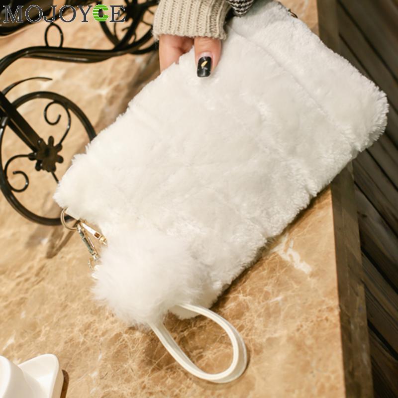 Winter Vrouwen Clutch Bont Pluche Zakken Casual Purse Soft Vrouwen Crossbody Tassen Mode Handtas Portemonnee Bolsas Feminina