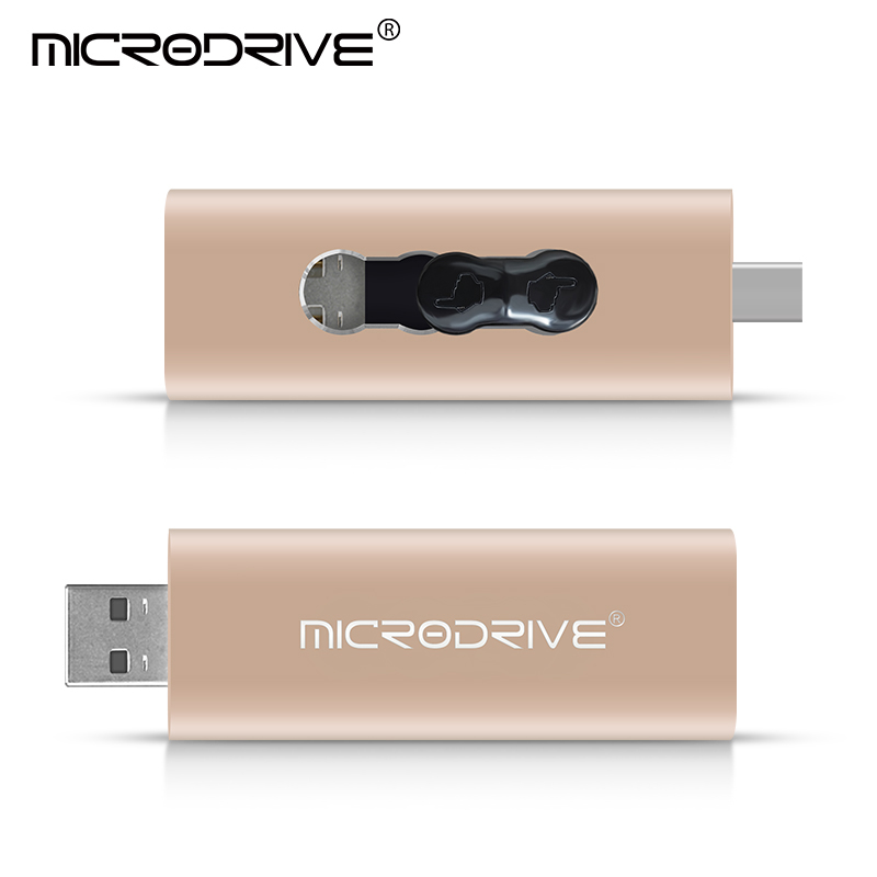 Unidade flash usb tipo c, 8gb, 16gb, slot duplo, unidade flash usb, 32gb, 64gb, 128gb, 256g, para celular, computador: Dourado / 16 GB