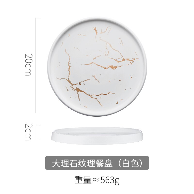 Piatto di Ceramica Forno a Microonde E Lavastoviglie 6 Pollici Piatto di Bistecca Insalata di Pannello Piatti Porcellana impostato Stile Europeo Marmo Piatto: bianca