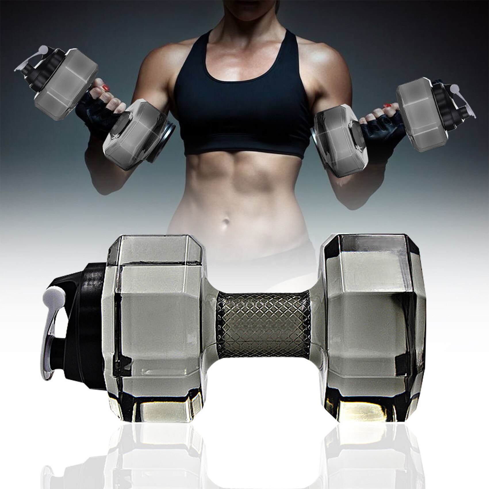 Dumbbell Cup Gym Draagbare Halter Water Cup Outdoor En Indoor Sport Fles Groen Water