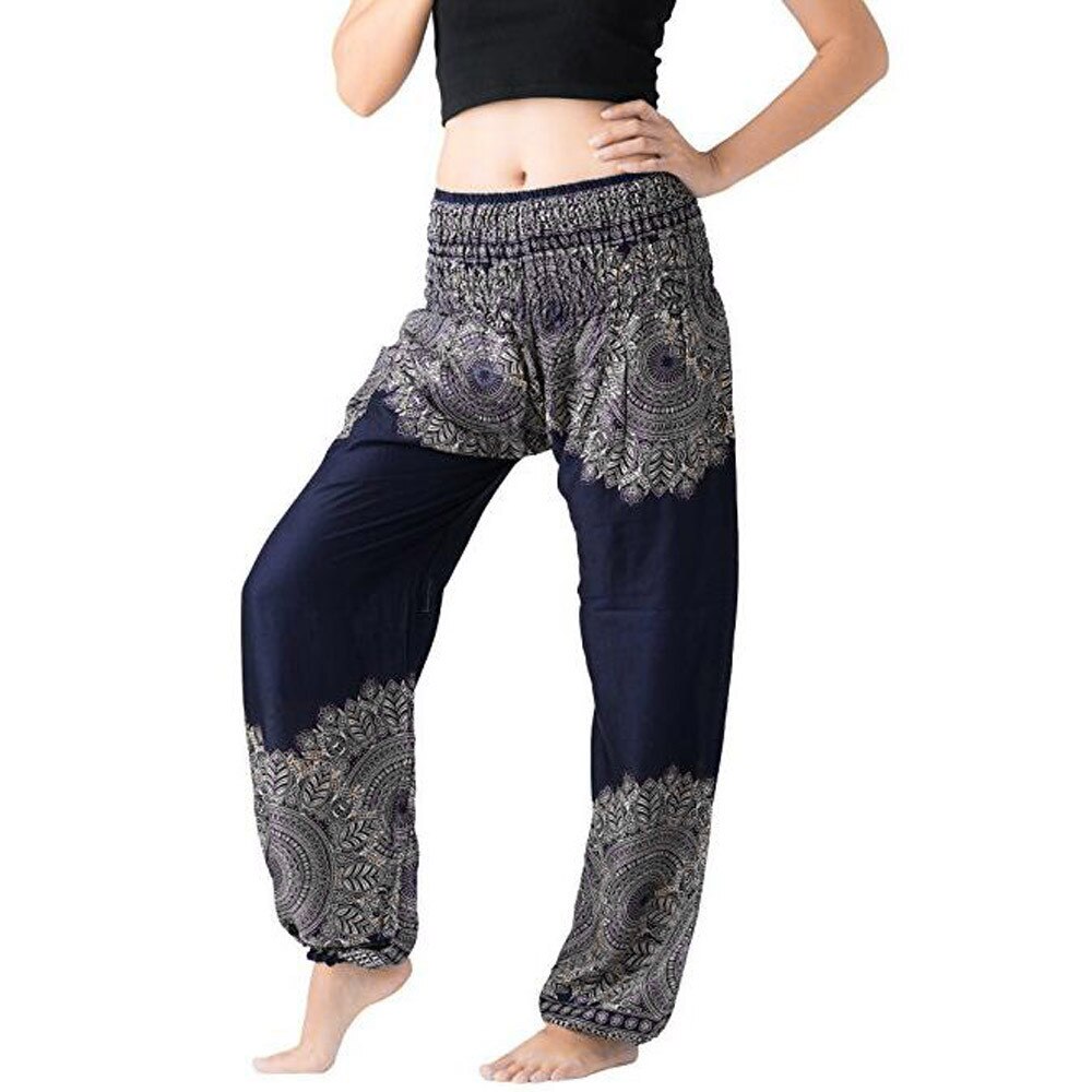 Vrouwen Casual Losse Yoga Broek Broek Indian Multicolor Baggy Boho Aladdin Jumpsuit Harembroek Naadloze Leggings Harembroek: Dark Blue