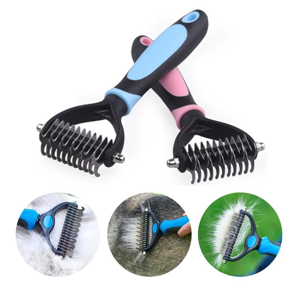 Escova para remoção de pelos de animais de estimação, nó de pelo, ferramenta de pentear, dupla face, para cabeleireiro e gato, cachorro