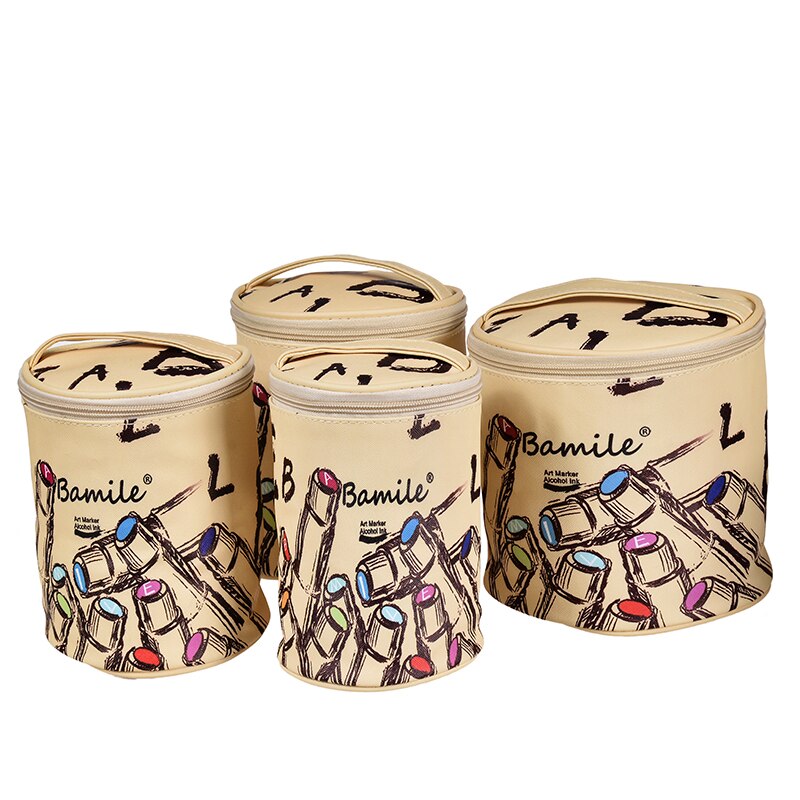 Marker Pen Case Holder for 30/40/60/80 Markers Organizer Multifunctional Zipper Storage Carrying Bag with Pattern