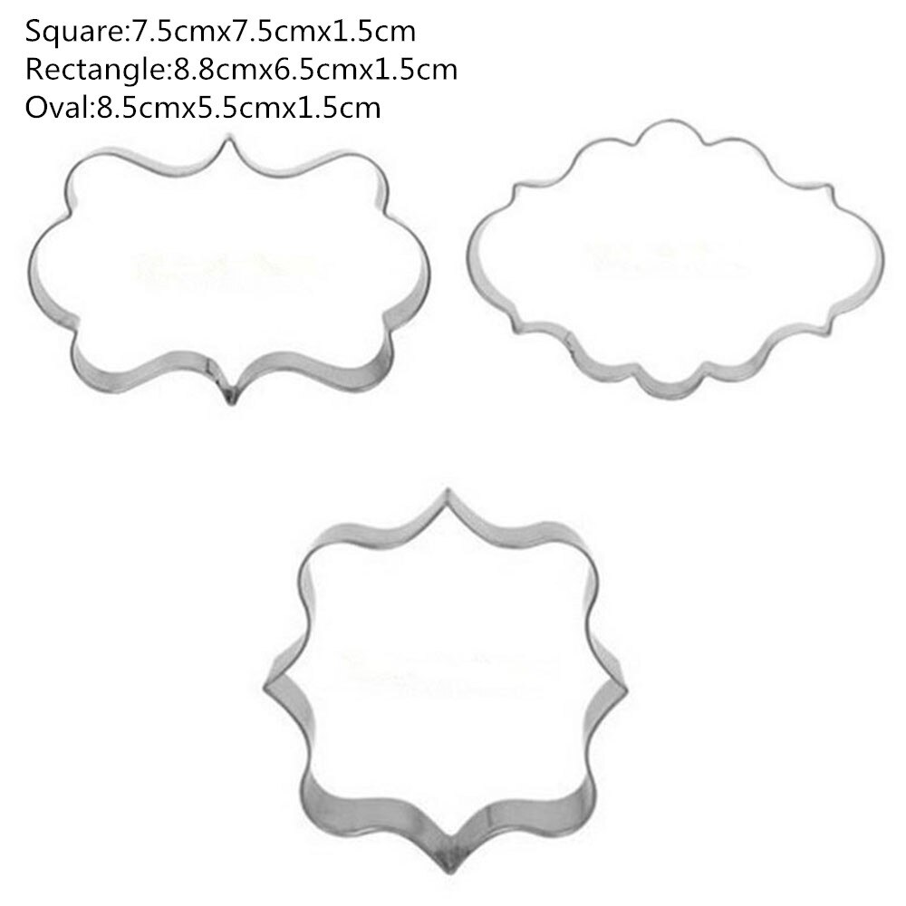 Moule à biscuits en acier inoxydable, 3 pièces, en os de chien, pour biscuits, Fondant, pâtisserie, outil de cuisson, décoration de gâteaux, Sugarcraft: Frame-3pcs