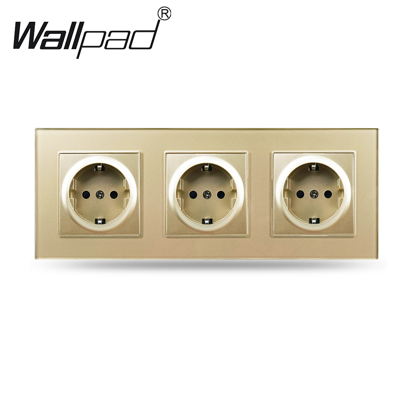 16A presa a muro quadrupla EU telaio in vetro cristallo 4 prese elettriche presa bianca nera dorata grigia 110V 250V per la casa: Type8